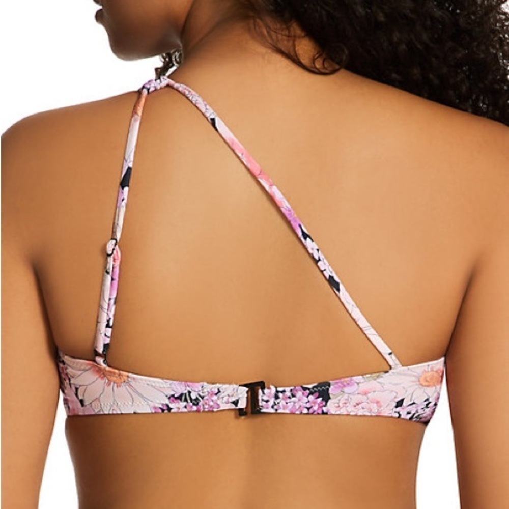 Sanctuary Swim Petal Pusher One Shoulder Bikini Top Asymmetrical Floral L NWT - Picture 3 of 7